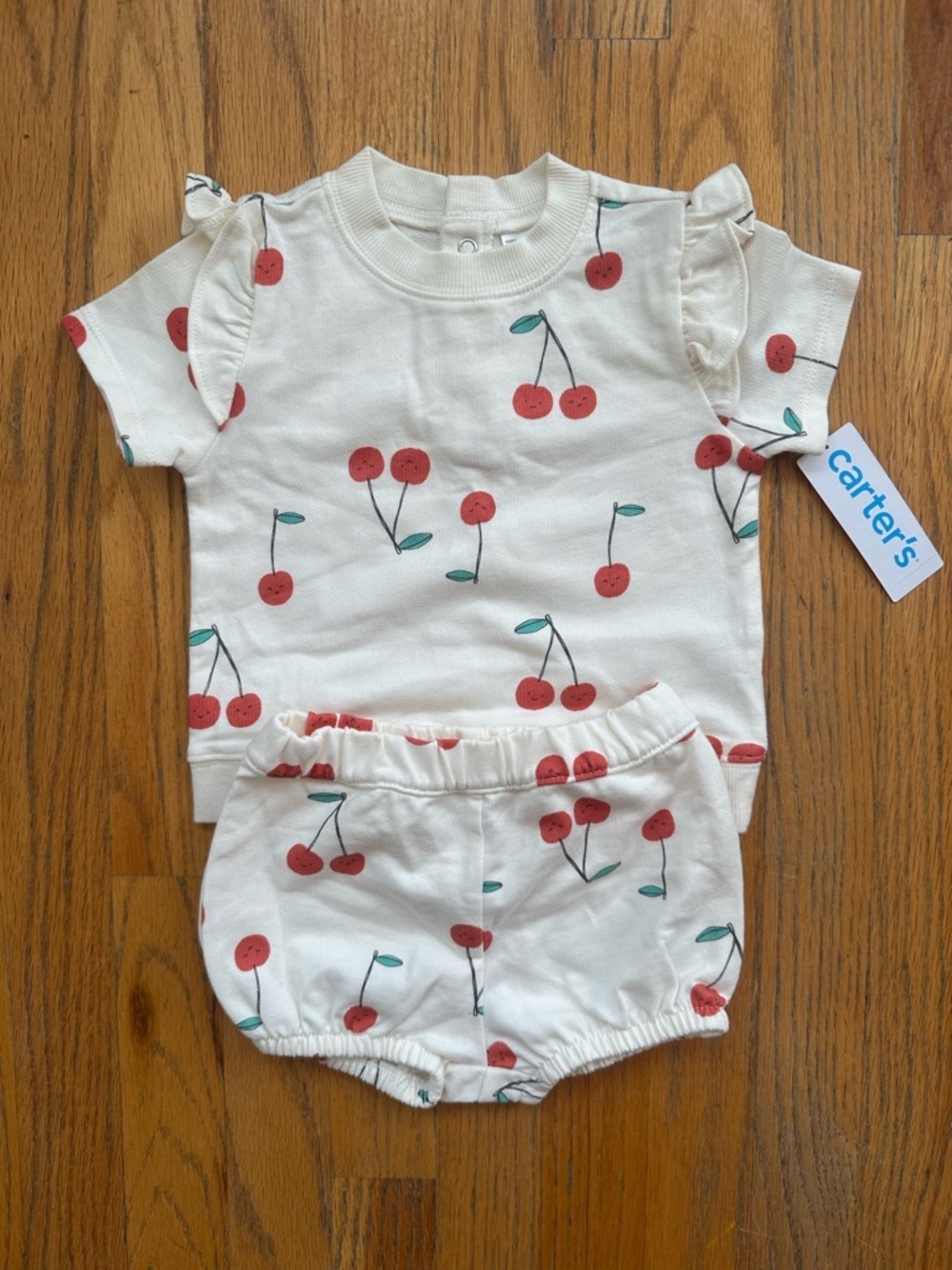 Carter's Cream Top & Bloomers with Red Cherry Print - Picture 4 of 6